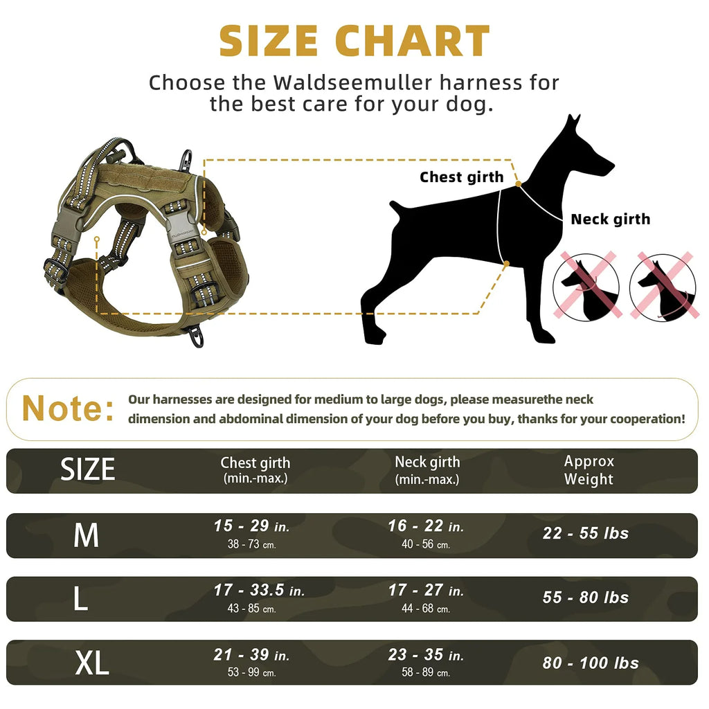 Elite Tactical Dog Harness – No-Pull Adjustable Military-Grade Vest for Medium & Large Dogs | Durable, Reflective & Comfortable