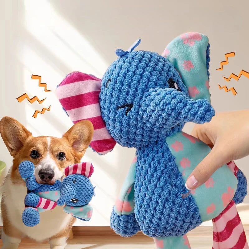 Cute Plush Dog Toy – Squeaky & Bite-Resistant Elephant for Play and Dental Care