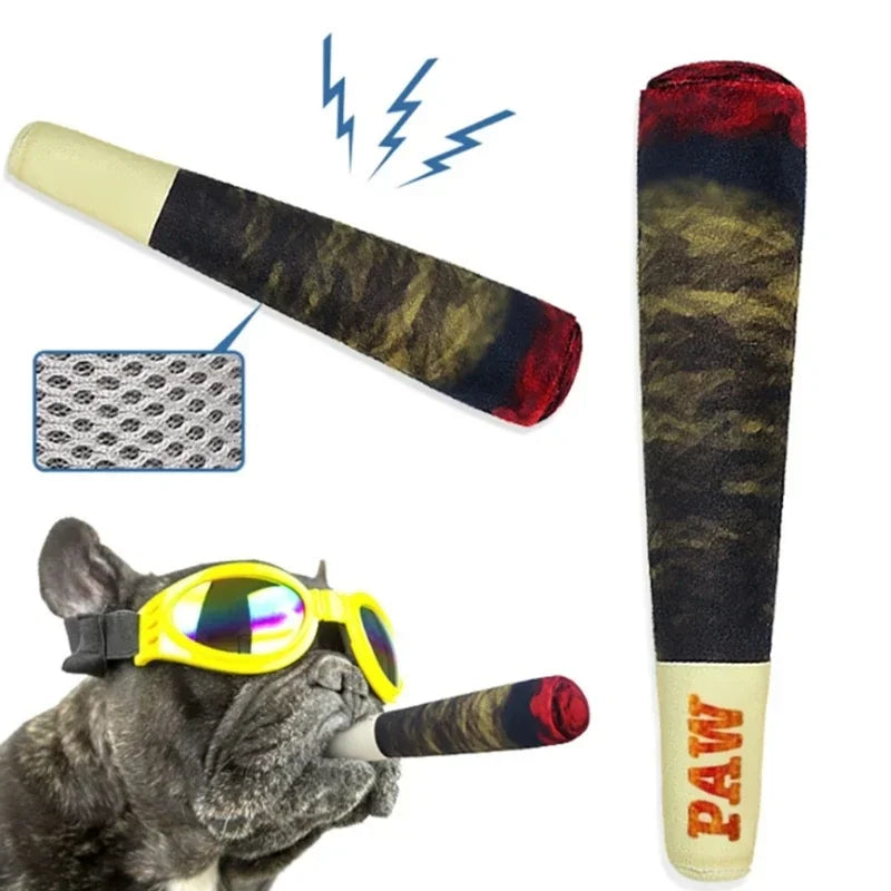 Plush Cigar Dog Toy – Funny Squeaky Chew Toy for Dogs | Durable & Soft Gift for Pets
