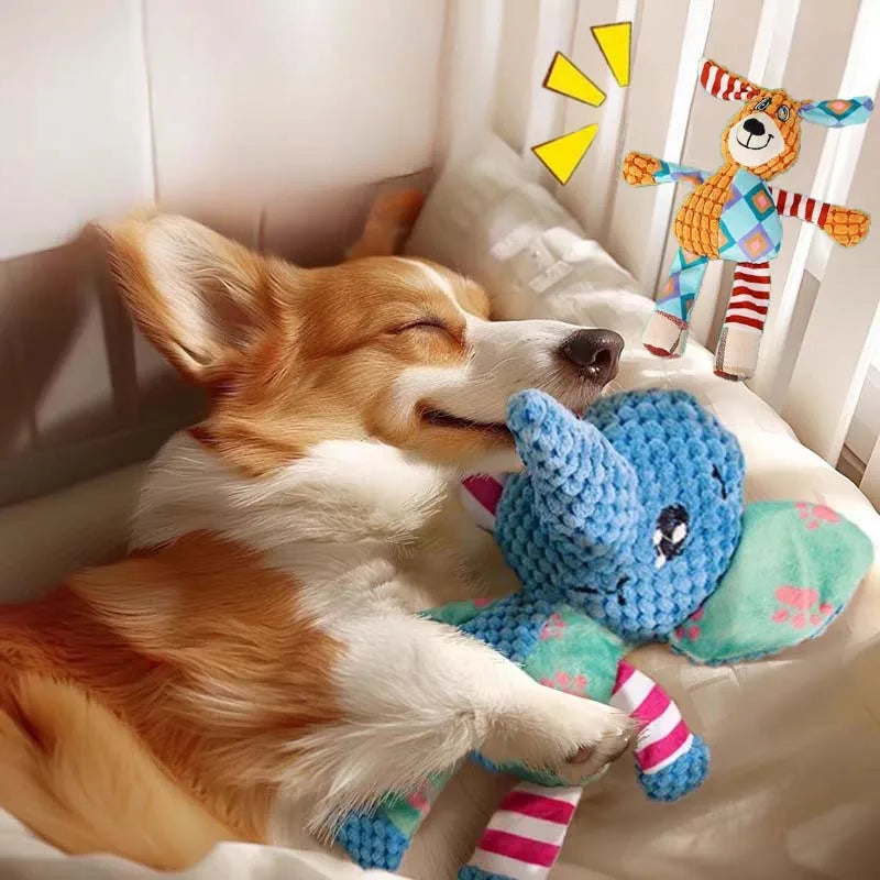 Cute Plush Dog Toy – Squeaky & Bite-Resistant Elephant for Play and Dental Care